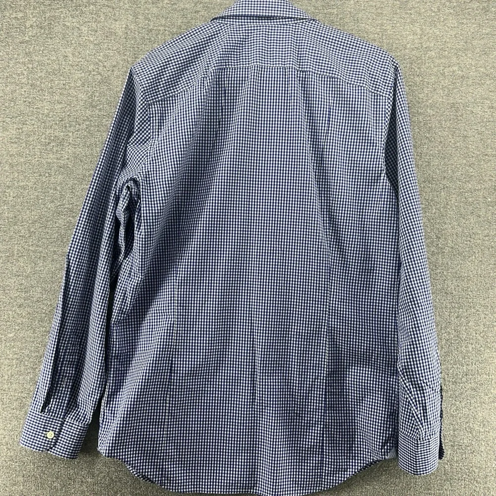 Banana Republc Shirt Men Large Grant Fit Long Sleeve Supima Cotton Check‎ Blue